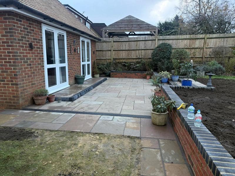 indian sandstone patio retaining wall tonbridge kent 17