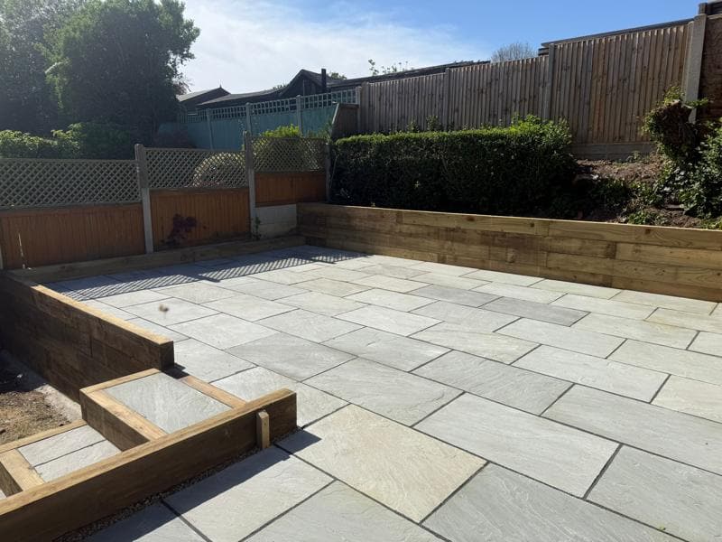 grey indian sandstone patio in canterbury 6